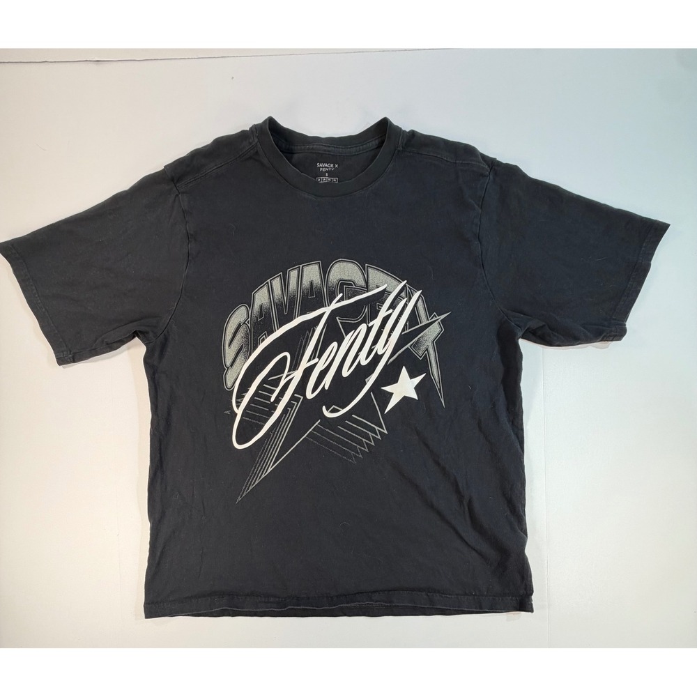 Savage X Fenty Graphic T-Shirt Black Short Sleeve Logo Tee Small